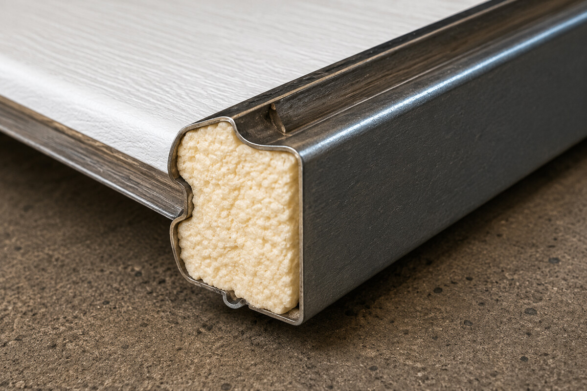 Insulation layer inside a sectional garage door panel